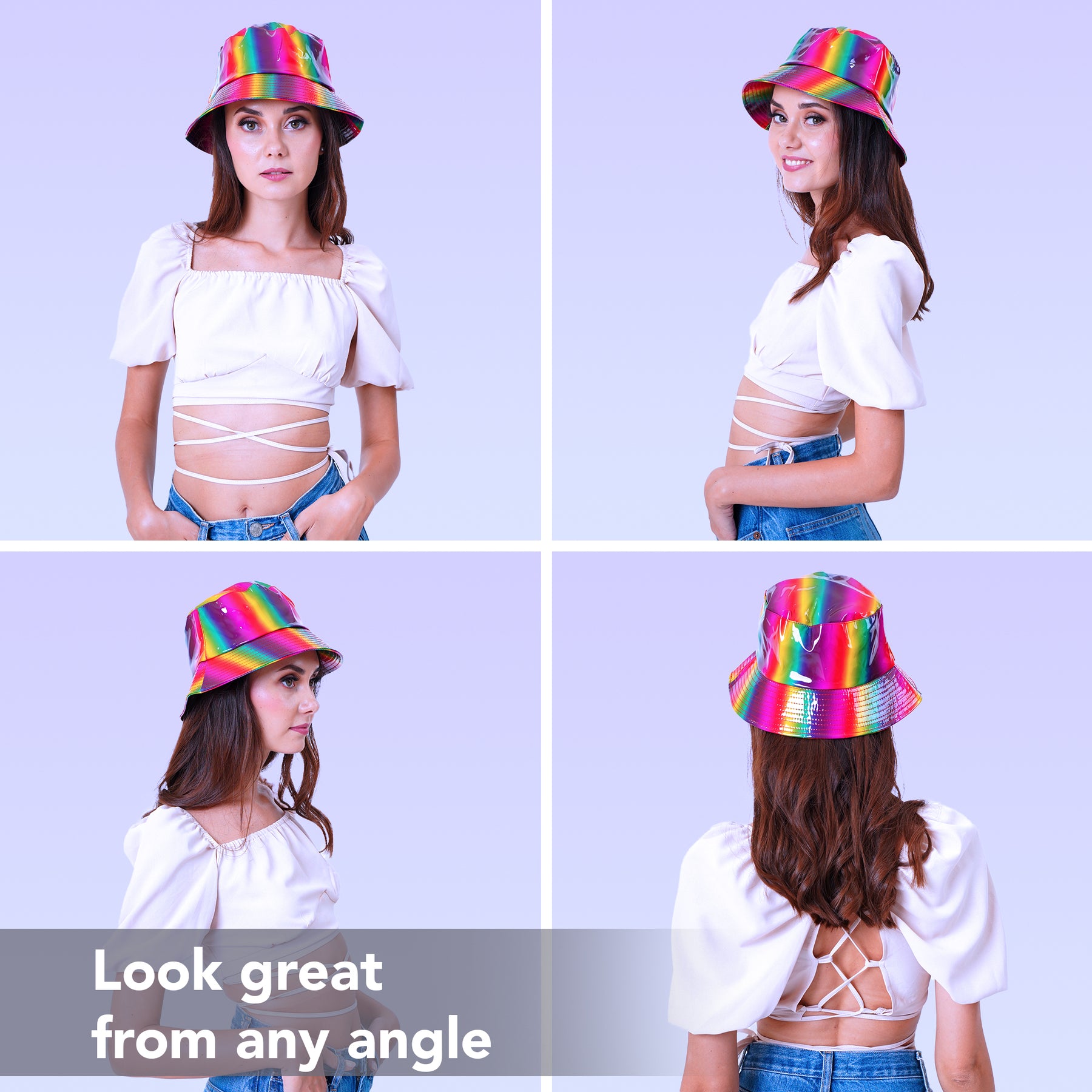 Rave Bucket Hat for Women & Men - Holographic Rainbow