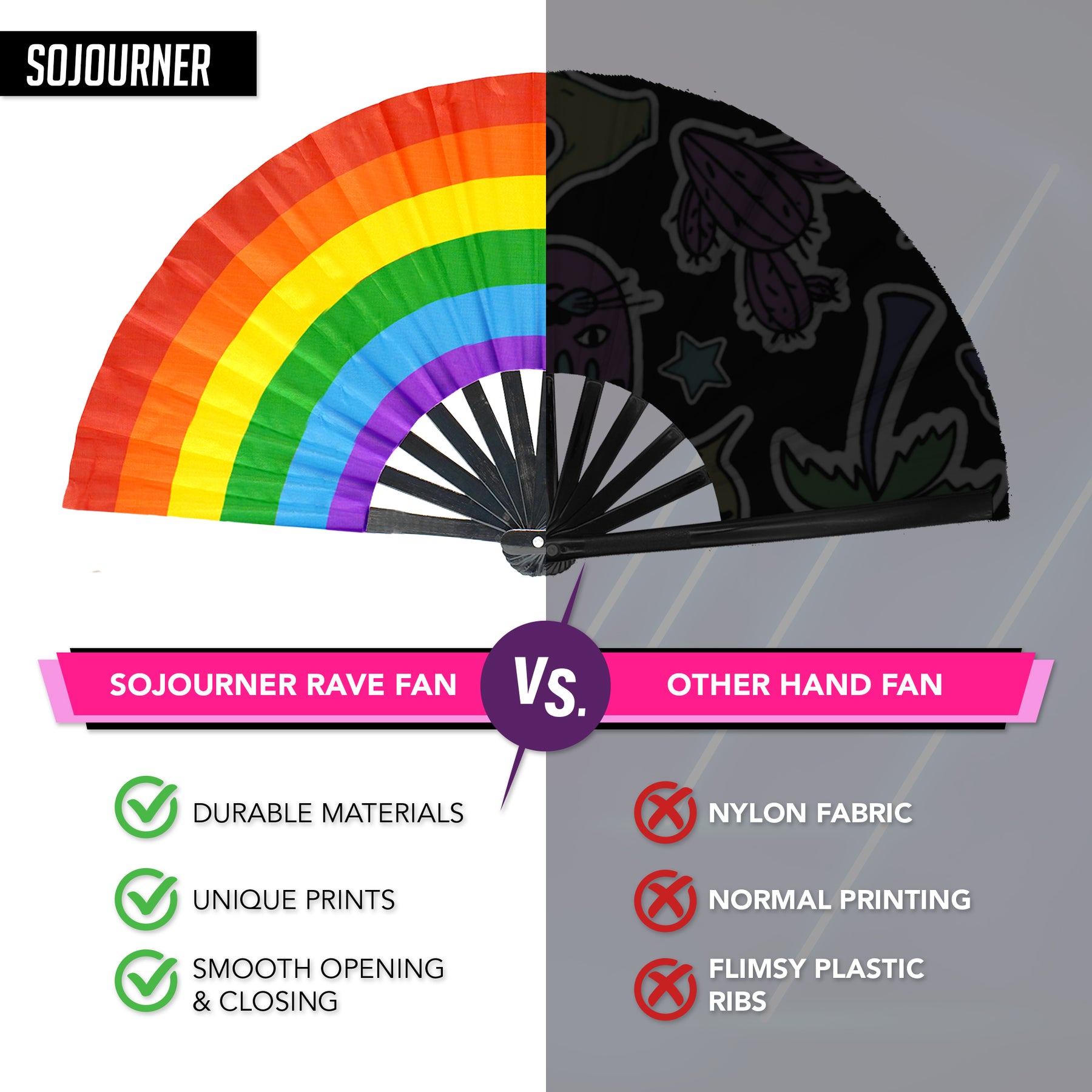 SoJourner Bags Rave Hand Fan (Rainbow)