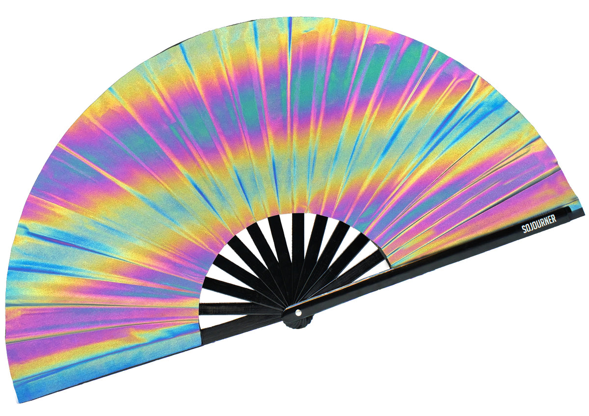 SoJourner Bags Rave Hand Fan (Reflective Rainbow)