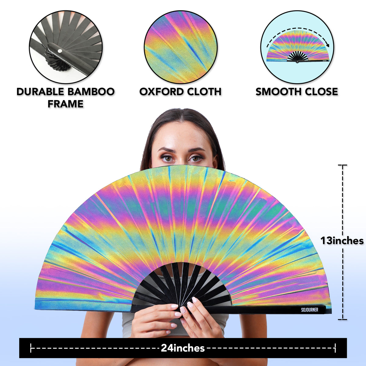 SoJourner Bags Rave Hand Fan (Reflective Rainbow)