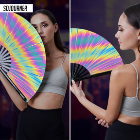 SoJourner Bags Rave Hand Fan (Reflective Rainbow)