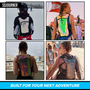 Hydration Pack Backpack - 2L Water Bladder - Holographic Silver