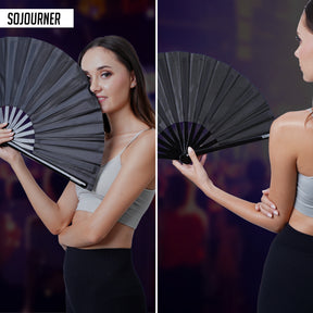 SoJourner Bags Rave Hand Fan (Solid Black)