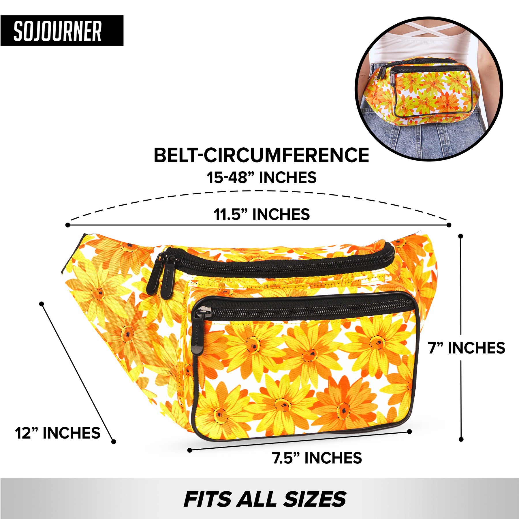 Floral Sunflower Fanny Pack (Yellow / Orange)