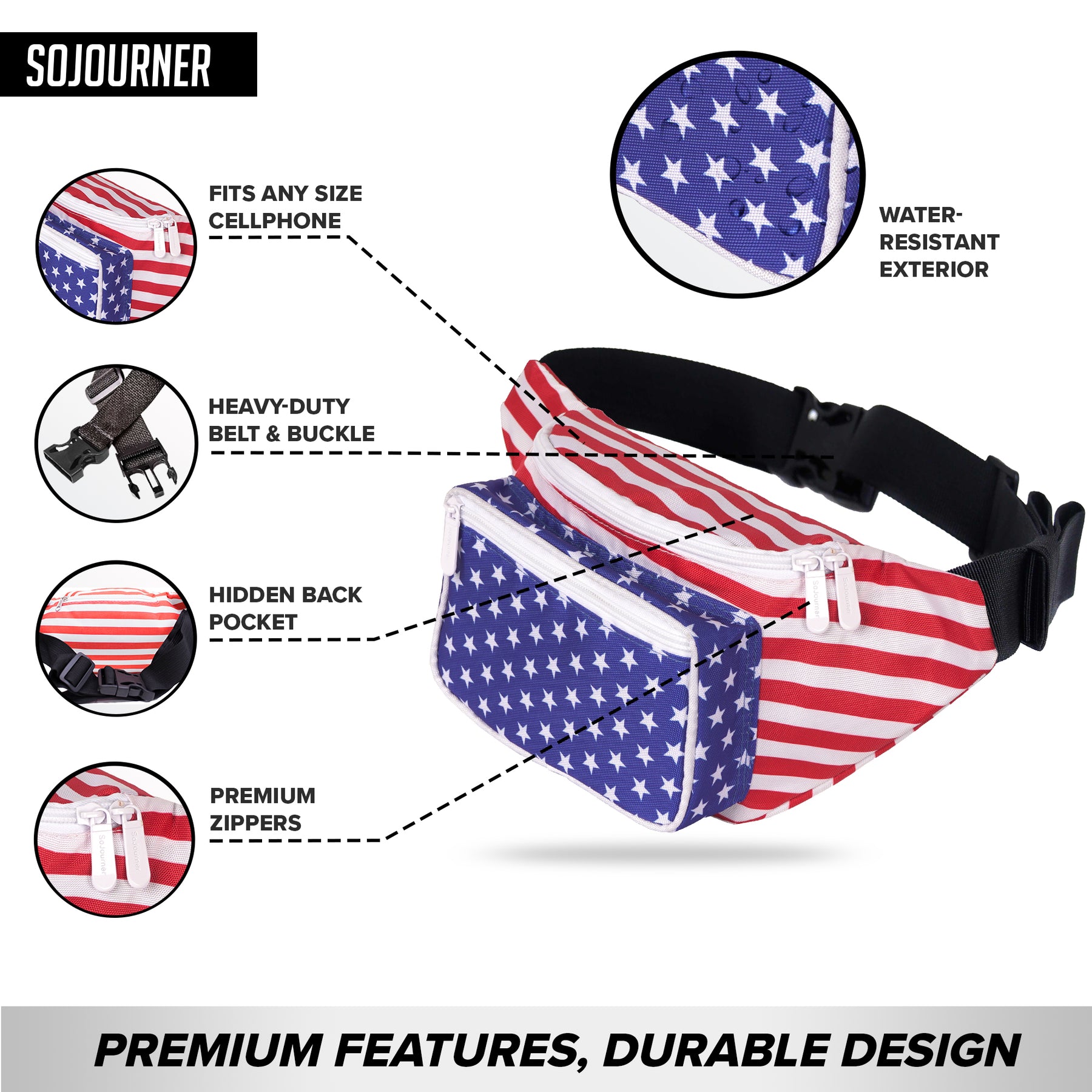 USA American Flag Fanny Pack