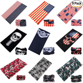 Fanny Pack 9PCS Seamless Bandanas Face Mask Headband Scarf Headwrap Neckwarmer & More – 12-in-1 Multifunctional for Music Festivals, Raves, Riding, Outdoors (Patriot 1) - SoJourner Bags