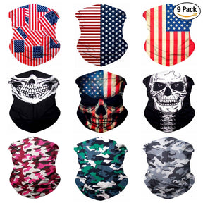 Fanny Pack 9PCS Seamless Bandanas Face Mask Headband Scarf Headwrap Neckwarmer & More – 12-in-1 Multifunctional for Music Festivals, Raves, Riding, Outdoors (Patriot 1) - SoJourner Bags