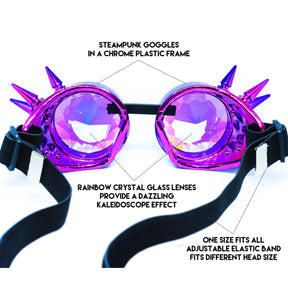 Blue Purple Steampunk Goggles Kaleidoscope Glasses - Trippy Psychedelic Rave Goggles - Funky Prism Glasses For Raves - Festival Accessories