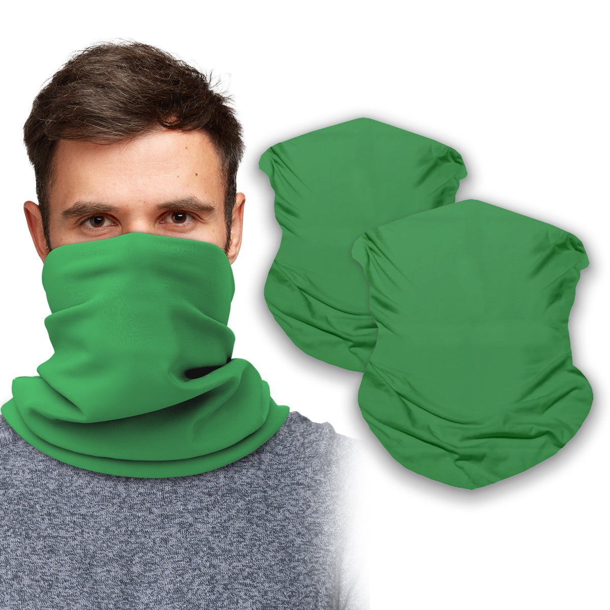 Hunting Neck Gaiter Face Mask Bandana (2 Pack) - Neck Gators Face Coverings for Men & Women I Green Neck Gator Masks