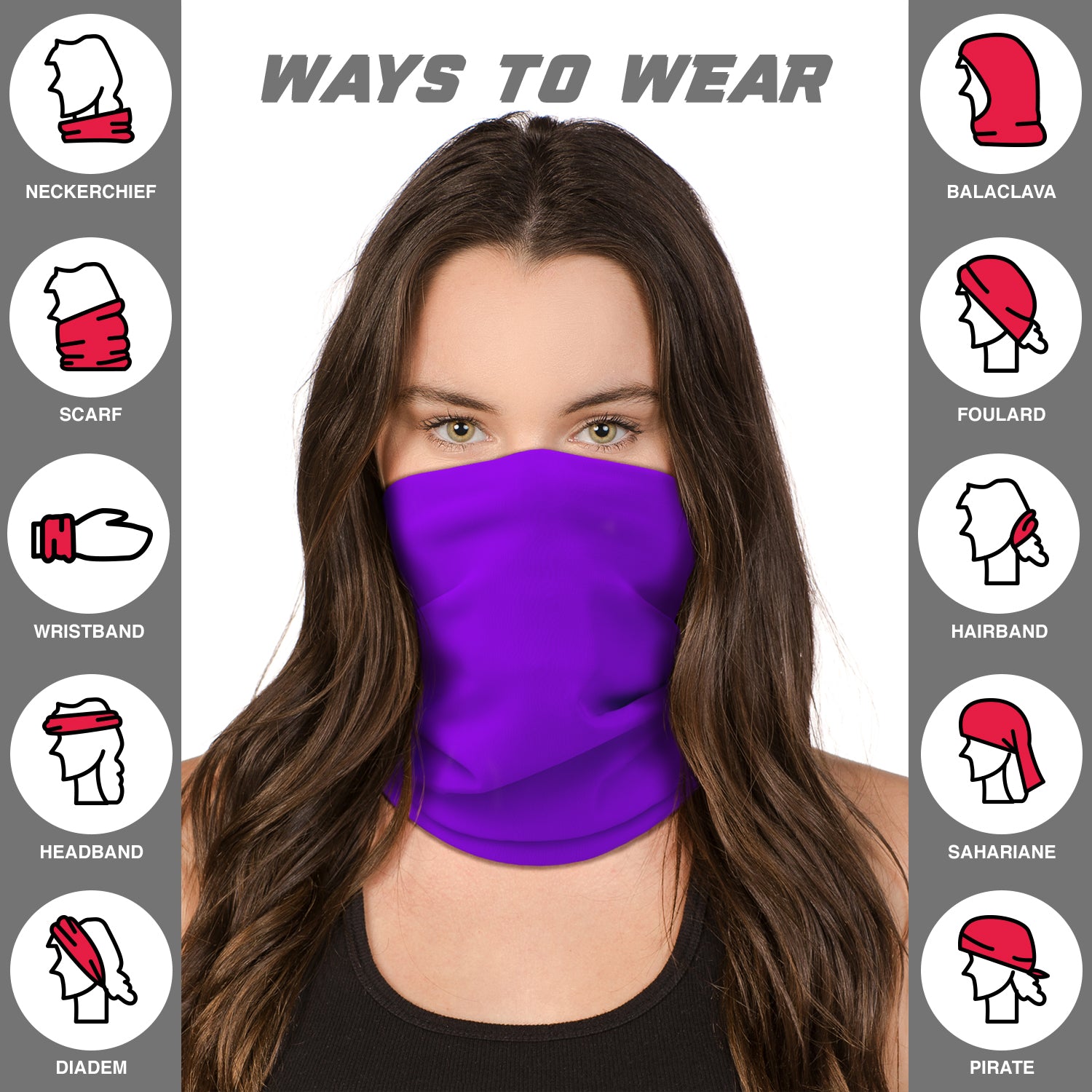 Purple Neck Gaiter Face Mask Bandana (2 Pack) - Neck Gators Face Coverings for Men & Women I Neck Gator Masks