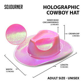 2 Pack Pink and Hot Pink Neon Sparkly Glitter Space Cowboy Hat - Fun Metallic Pink Holographic Halloween Party Disco Cowgirl Hat