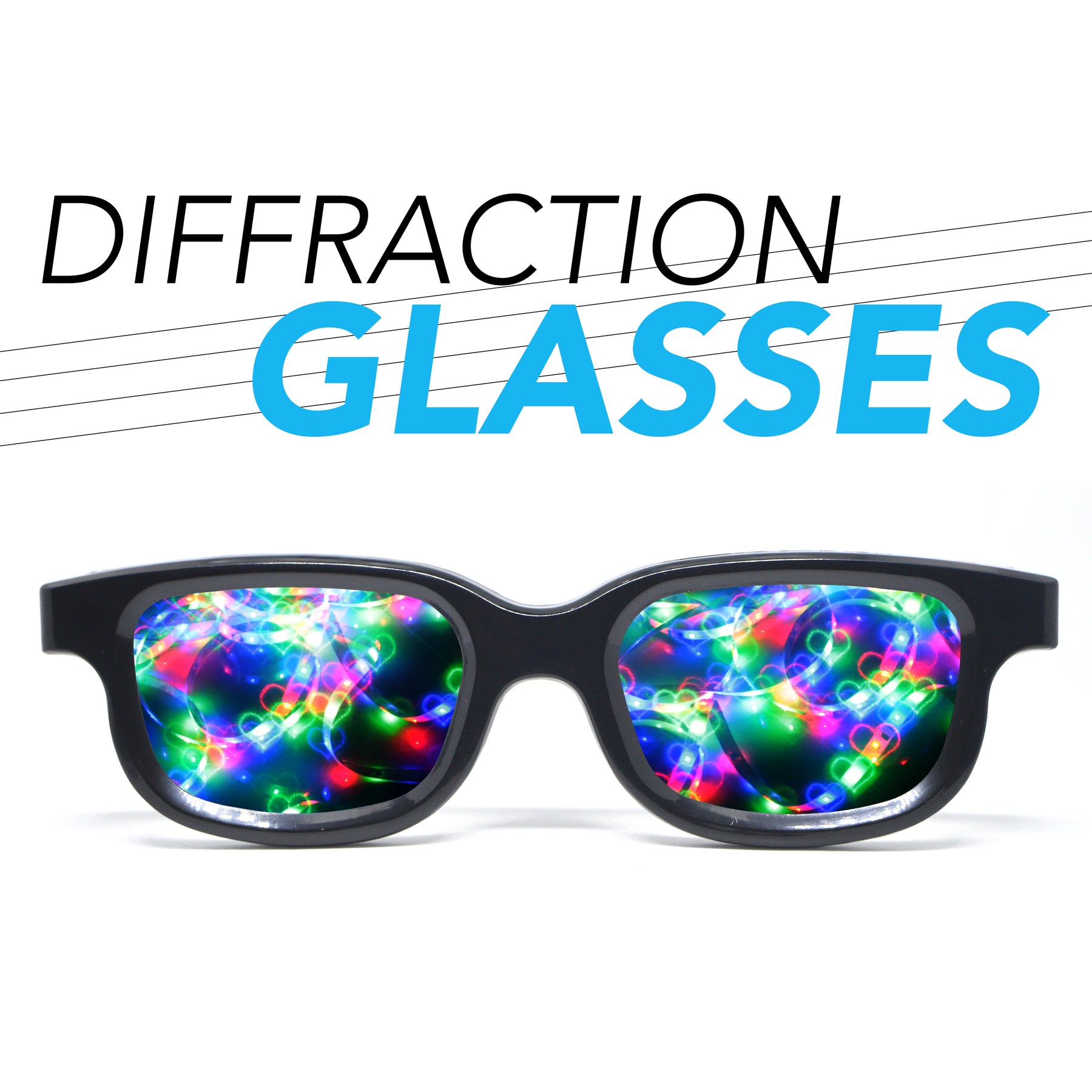 Diffraction Glasses - Heart Effect Refraction Glasses I Special Effects Show You Hearts for Raves, Music Festivals & More