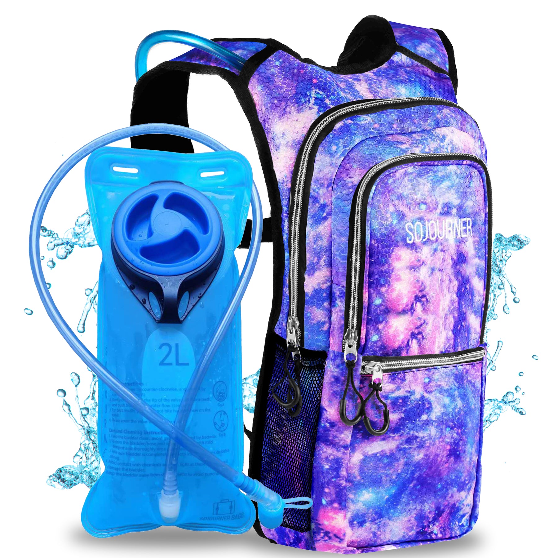 Medium Hydration Pack Backpack - 2L Water Bladder - Galaxy