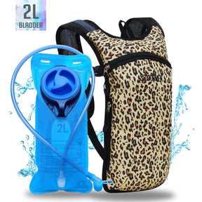 Hydration Pack Backpack - 2L Water Bladder - Cheetah