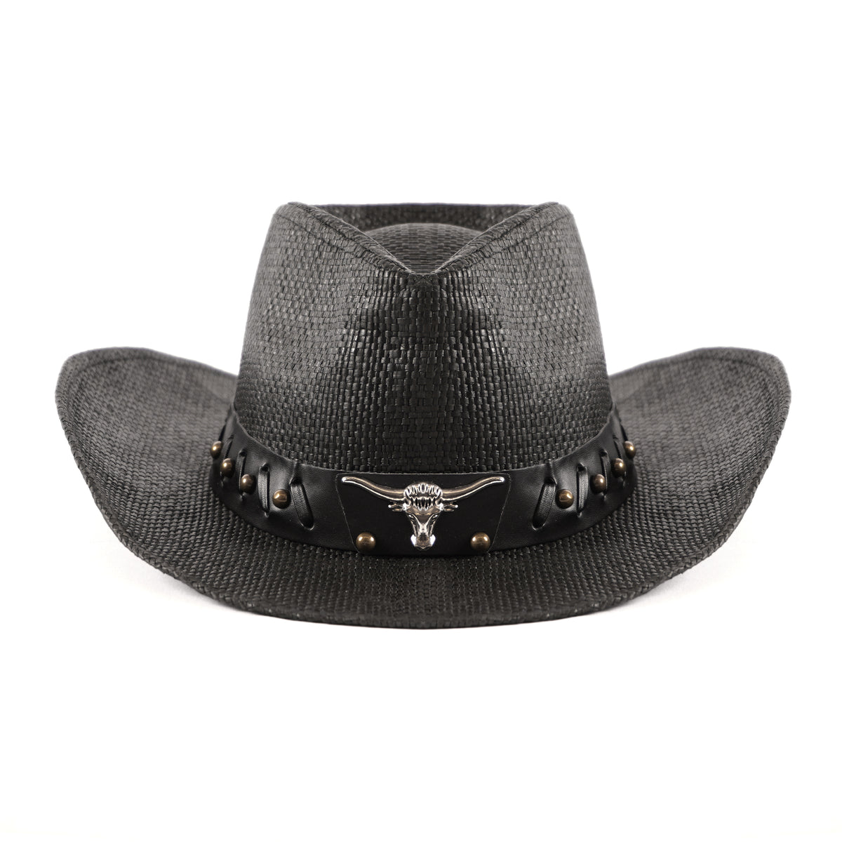 Black Longhorn Men & Women's Cowboy Cowgirl Hat - Western Hats for Women, Adjustable Cowboy Hat Men with Wide Brim