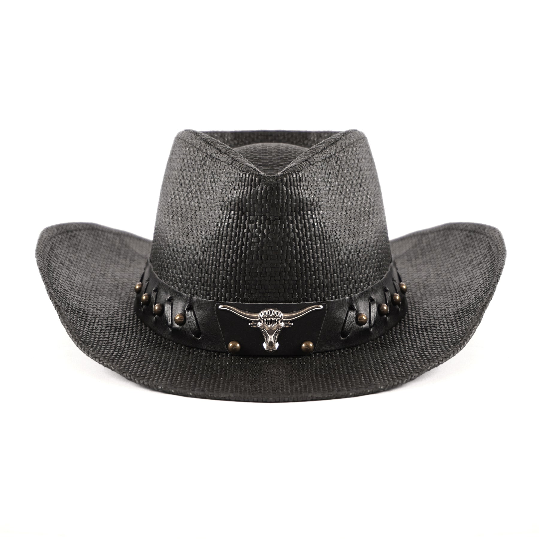 Black Longhorn Men & Women's Cowboy Cowgirl Hat - Western Hats for Women, Adjustable Cowboy Hat Men with Wide Brim