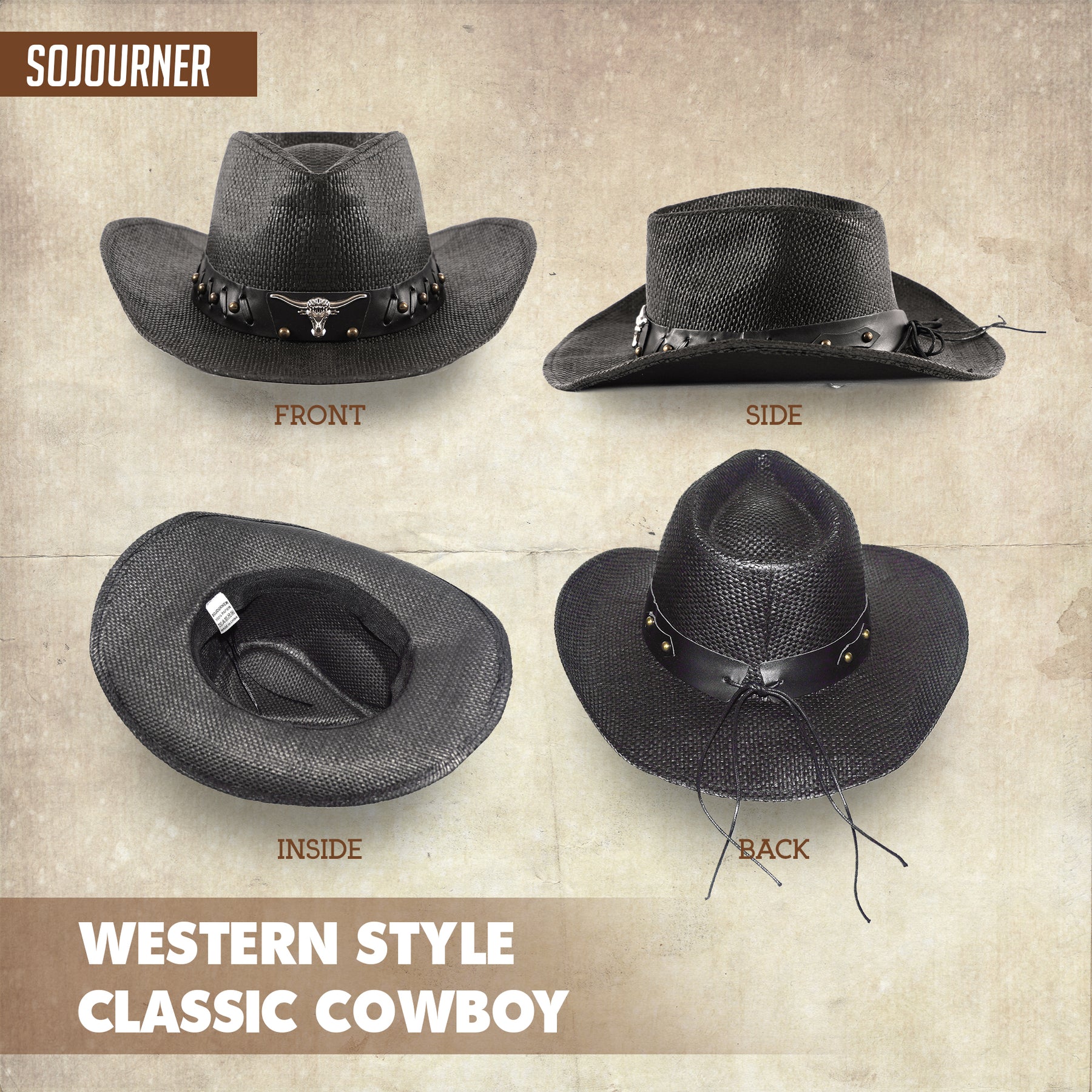 Western Style Cowboy Hat, Women Hat for Costume Accessories