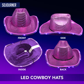 Purple Light Up Cowboy Hat for Women - LED Cowboy Hat for Bachelorette Parties, Halloween and More - Neon Cowboy Hat Light Up with our LED Sequins on all Light Up Cowgirl Hats