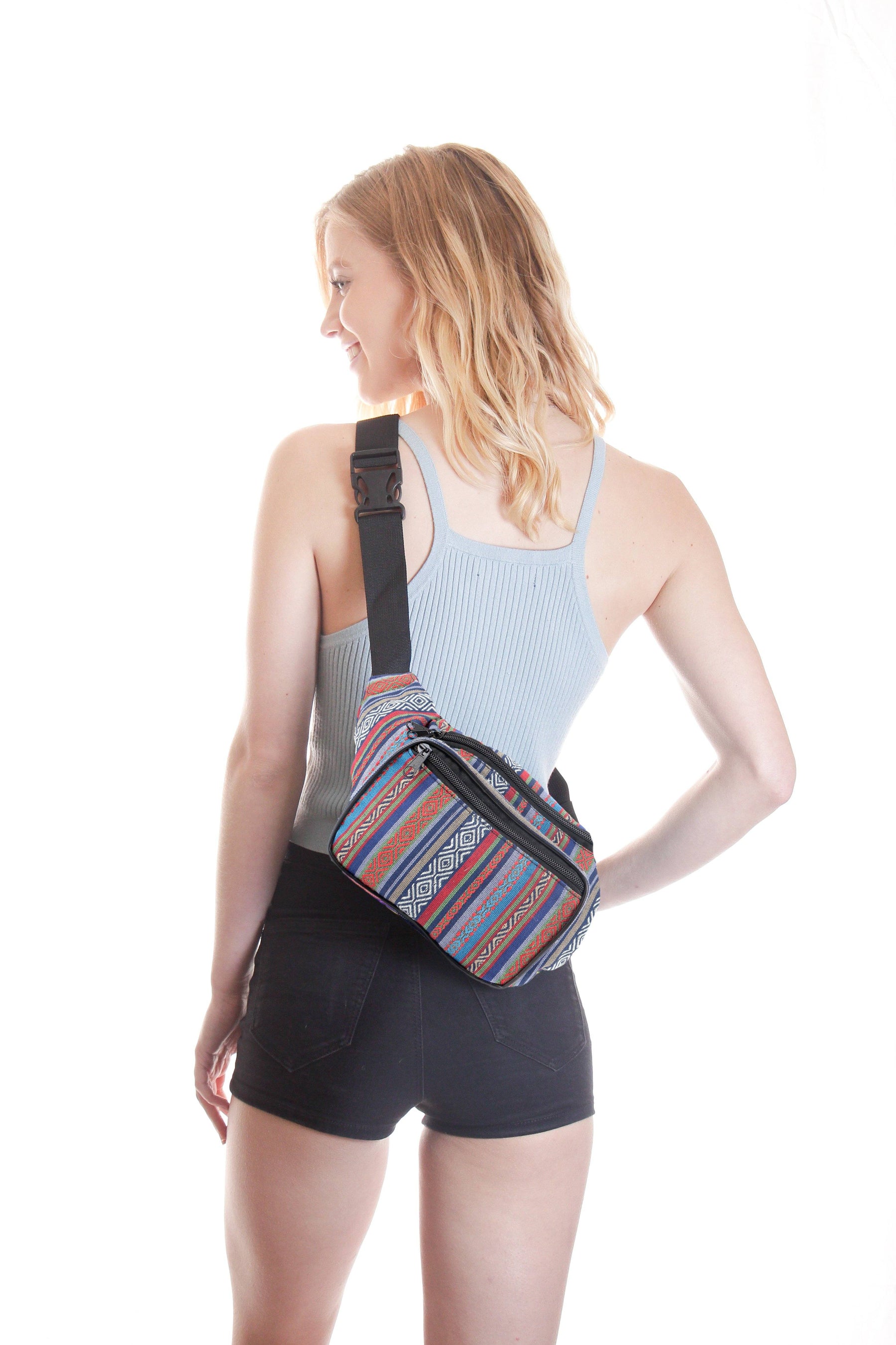 Fanny Pack Woven Boho Sky Blue Fanny Pack - SoJourner Bags