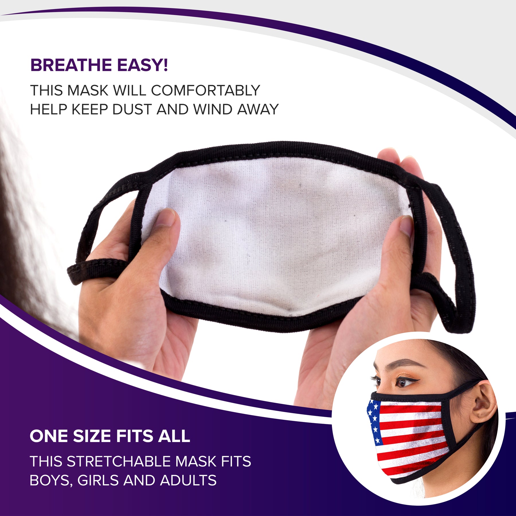 Face Mouth Mask - Cotton Face Covering (9 Pack - USA)