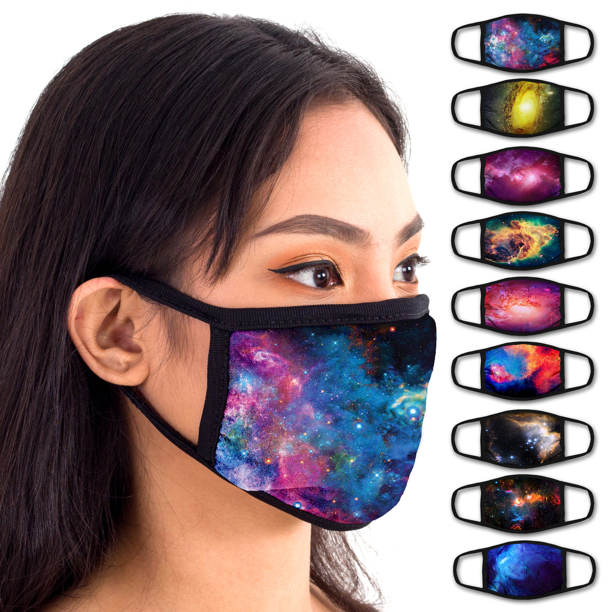 Face Mouth Mask - Cotton Face Covering (9 Pack - Galaxy)