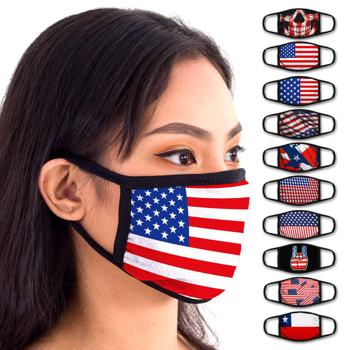 Face Mouth Mask - Cotton Face Covering (9 Pack - USA)