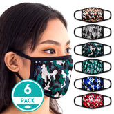 Face Mouth Mask - Cotton Face Covering Neck Mask for Men and Women - 6 Pack Camo