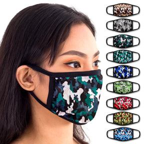 Face Mouth Mask - Cotton Face Covering (9 Pack Camo)