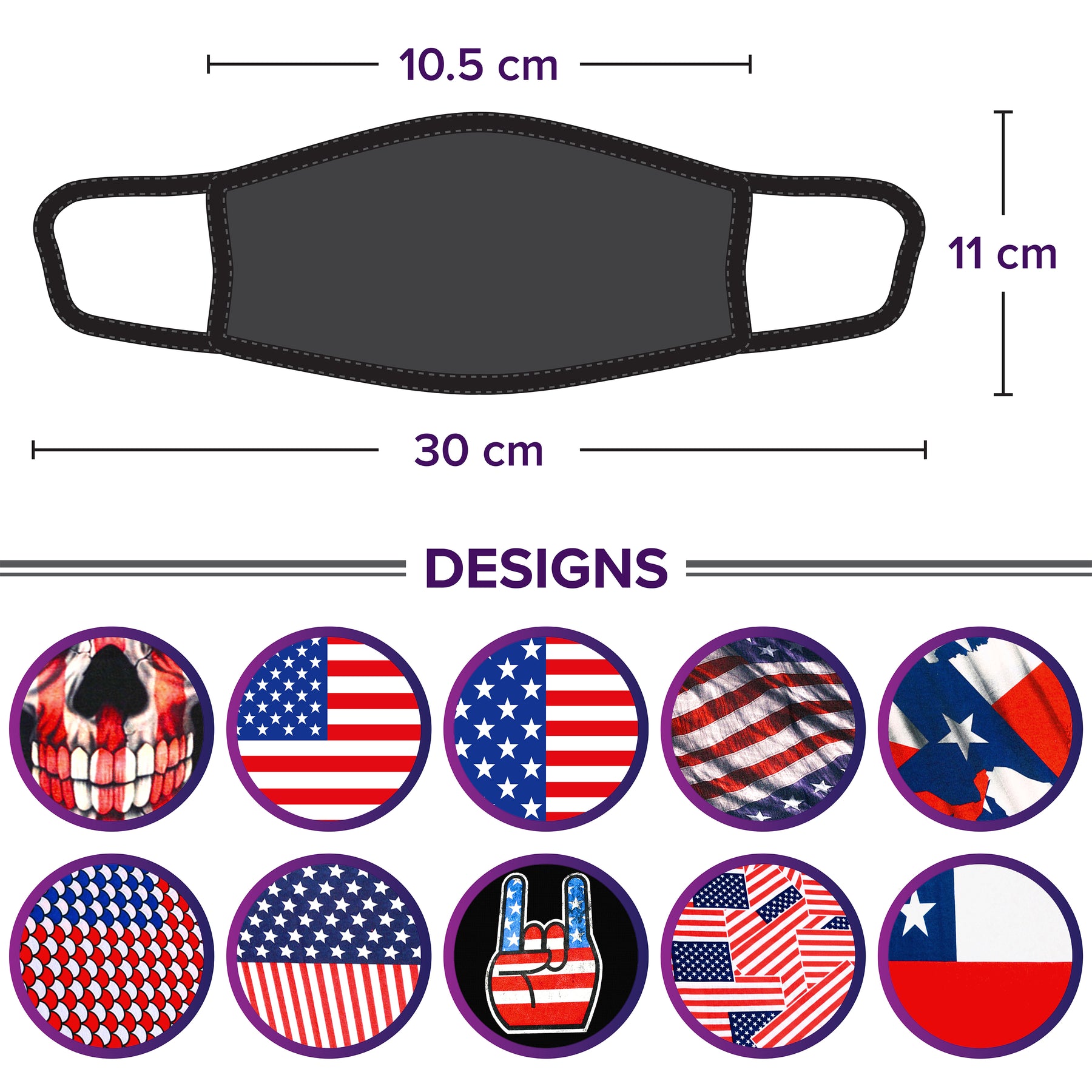 Face Mouth Mask - Cotton Face Covering (9 Pack - USA)