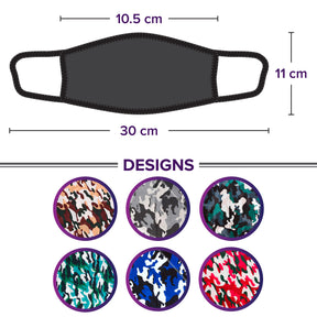 Face Mouth Mask - Cotton Face Covering Neck Mask for Men and Women - 6 Pack Camo