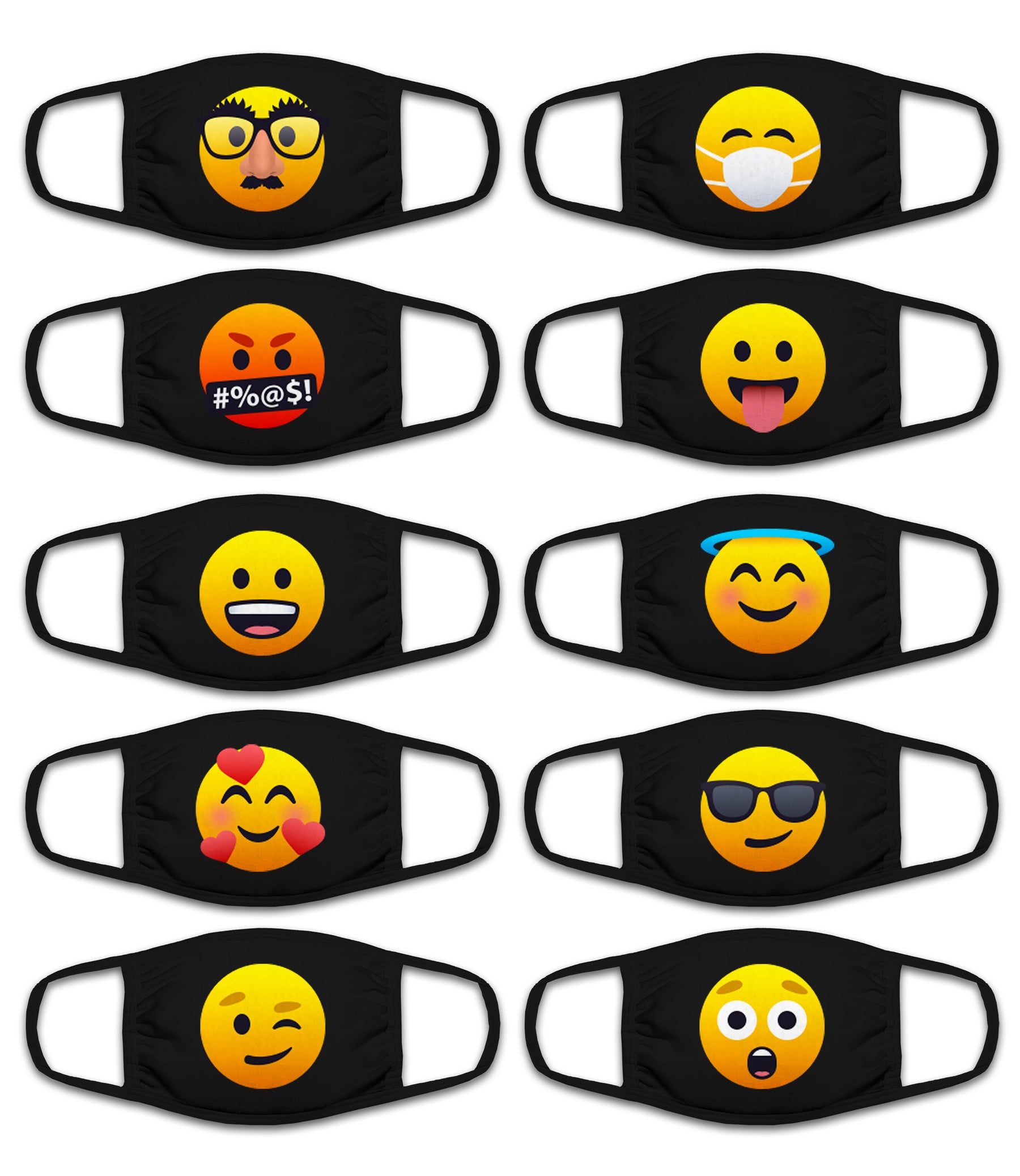 Face Mouth Mask - Cotton Face Covering (10 Pack - Emoticon)