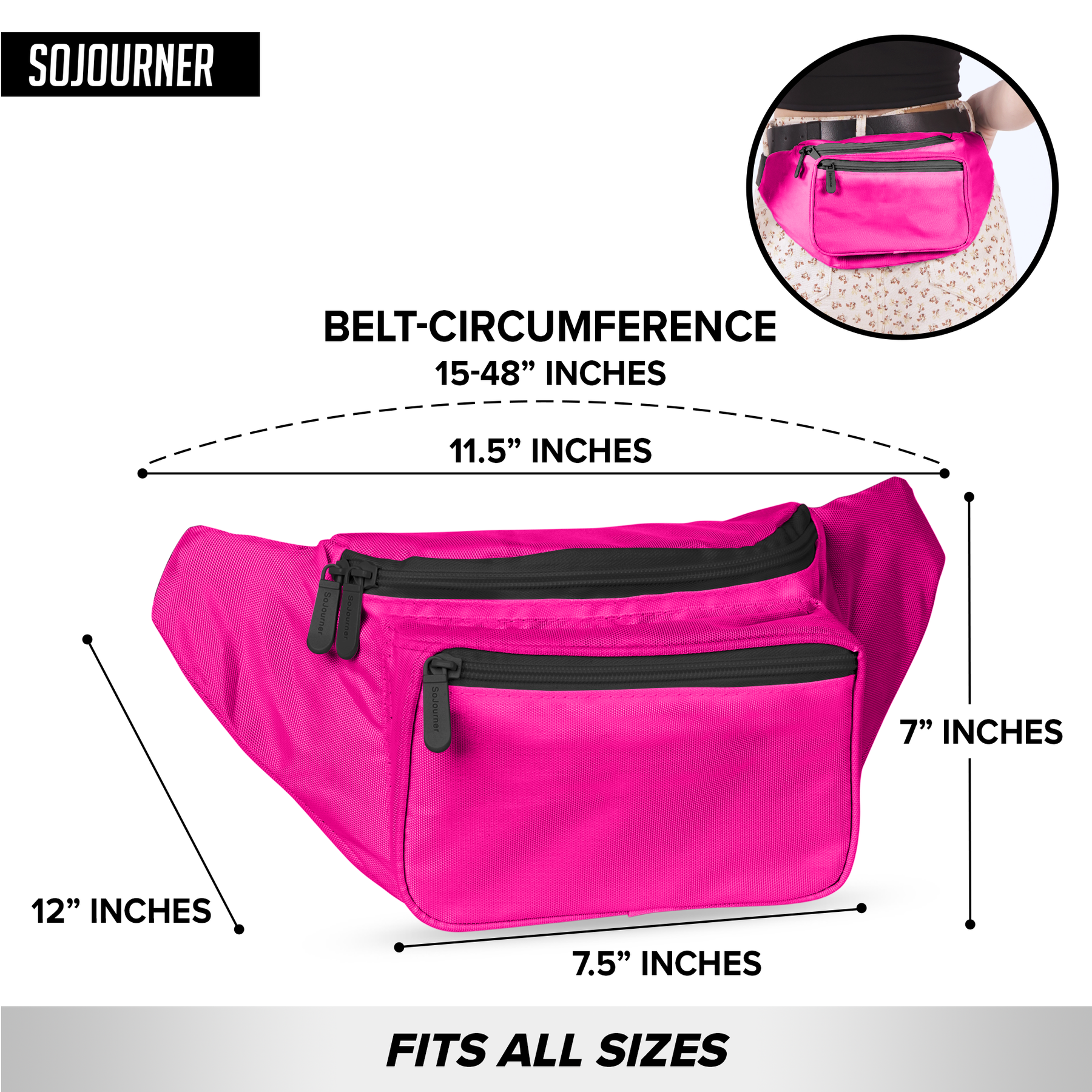 Solid Color Fanny Pack (Pink)