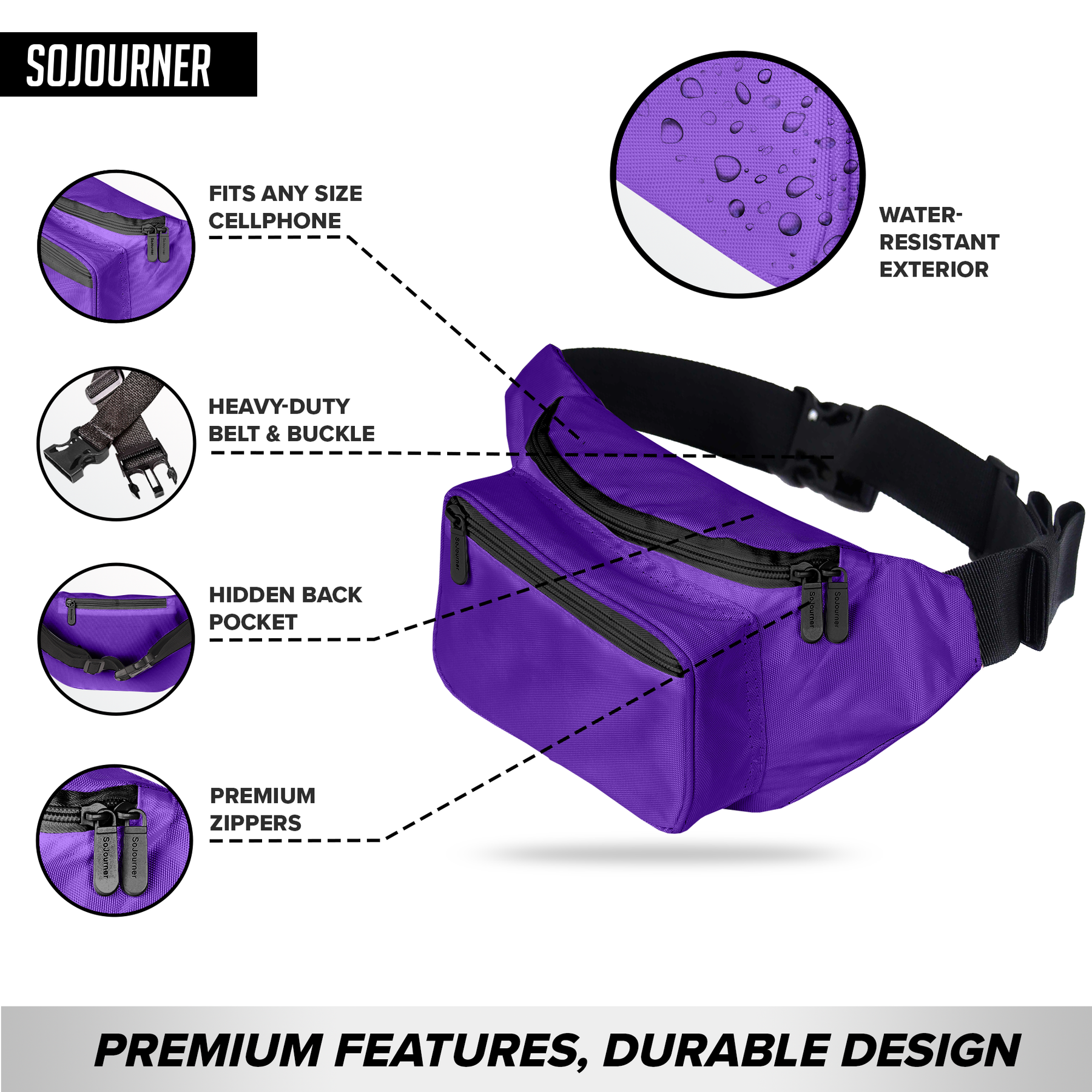 Solid Color Fanny Pack (Purple)