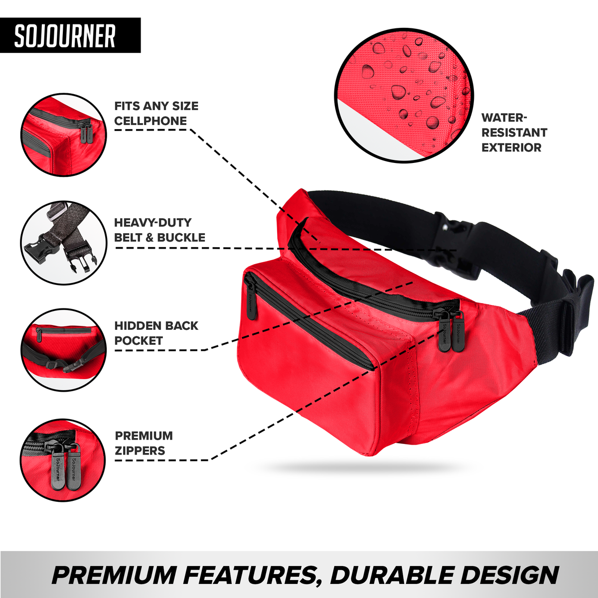 Solid Color Fanny Pack (Red)