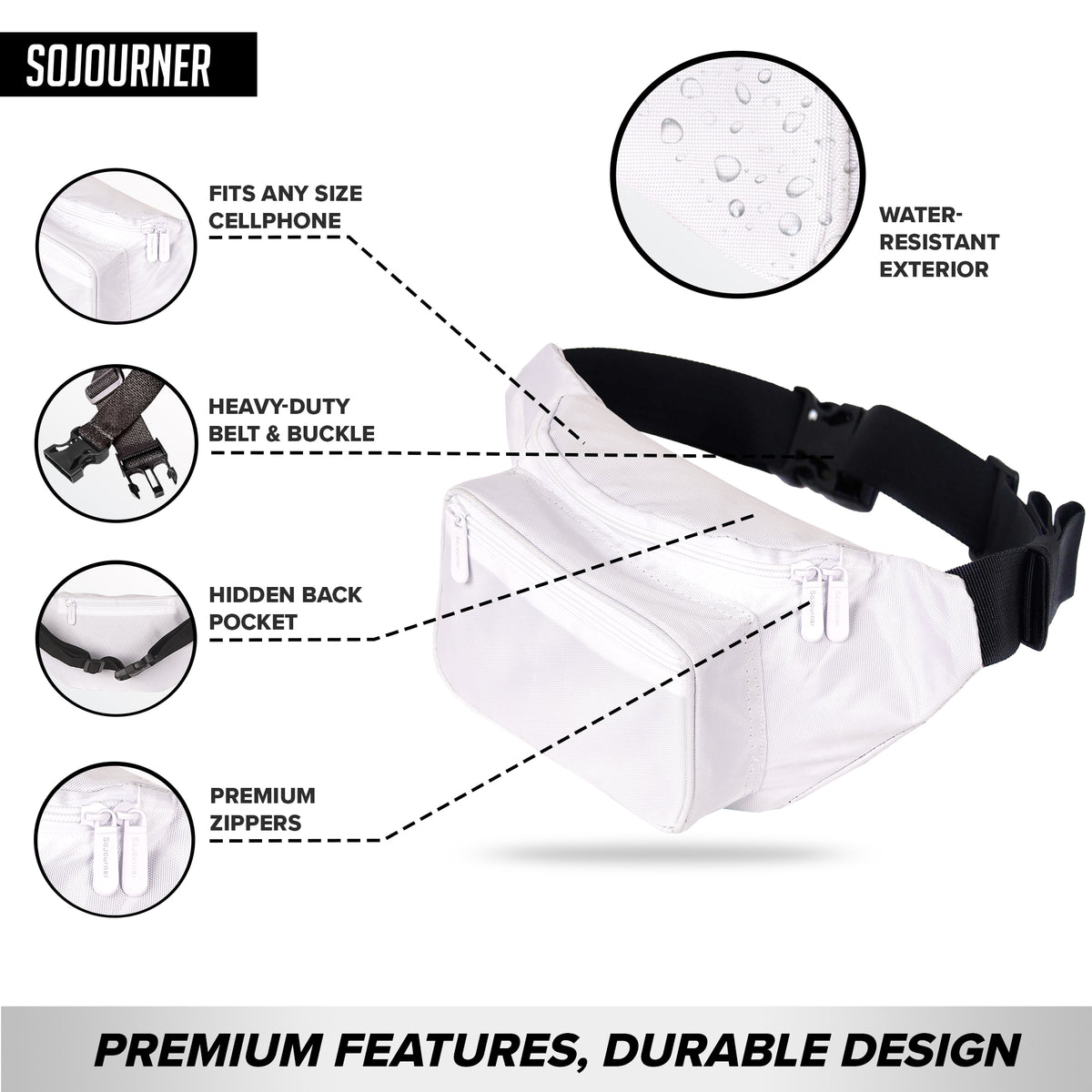 Solid Color Fanny Pack (White)