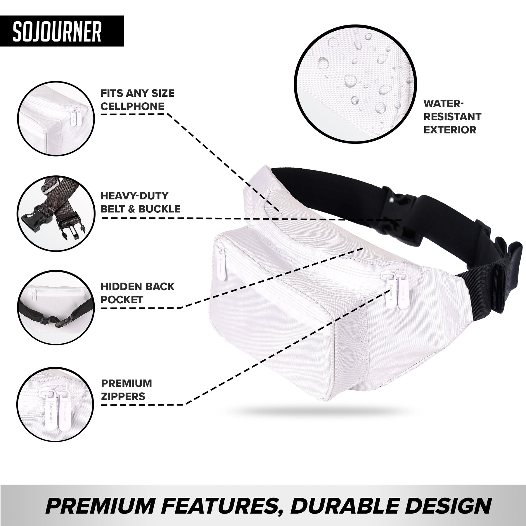 Solid Color Fanny Pack (White)