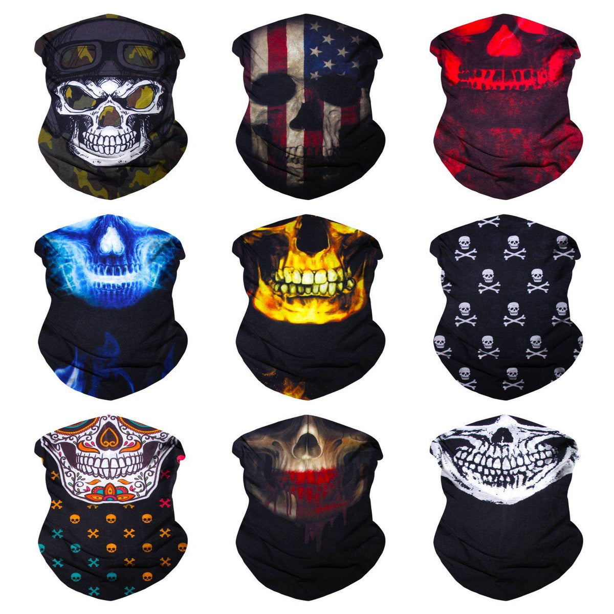 Fanny Pack 9PCS (Skull 2) Seamless Bandanas Face Mask Headband - SoJourner Bags