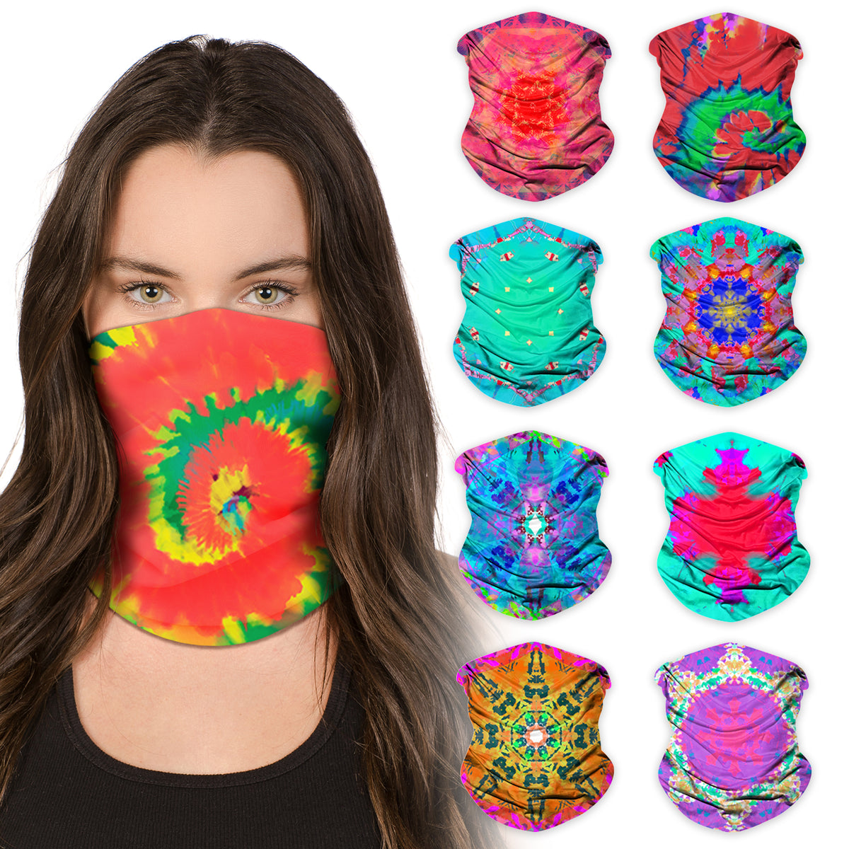 Neck Gaiter Face Mask Bandana Neck Gators Face Coverings for Men & Women I Neck Gator Masks Tie-dye