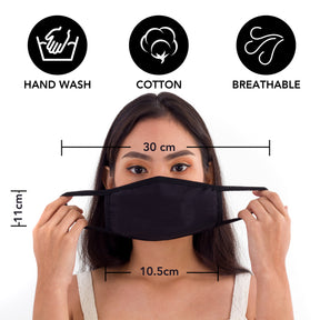 Black Face Mouth Mask - Cotton Face Covering (10 Pack) - Face Mask Resuable, Washable, Breathable, Adjustable