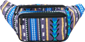 Fanny Pack Aztec Tribal Fanny Pack (Gray) - SoJourner Bags