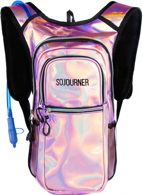 Fanny Pack Medium Hydration Pack Backpack - 2L Water Bladder - Holographic - Pink - SoJourner Bags