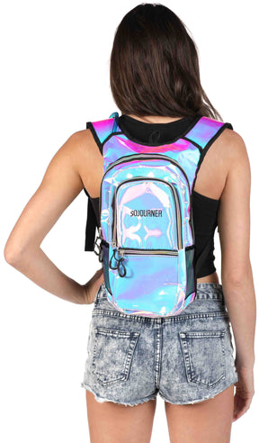Fanny Pack Medium Hydration Pack Backpack - 2L Water Bladder - Holographic Blue - SoJourner Bags