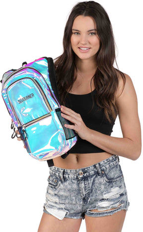 Fanny Pack Medium Hydration Pack Backpack - 2L Water Bladder - Holographic Blue - SoJourner Bags