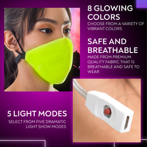 LED Light Up Mask - EDM Rave Masks for Men & Women - Glowing Lights Face Bandana - Party Costume Glow Mask - 7 Color Light Mask…